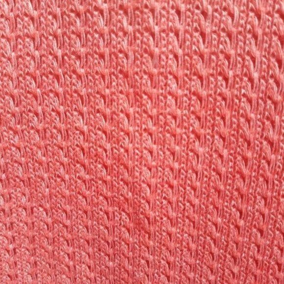 Vintage 90's Top Cold Shoulder Lightweight Knit Dip Dyed Ombre White Coral S - Picture 7 of 7